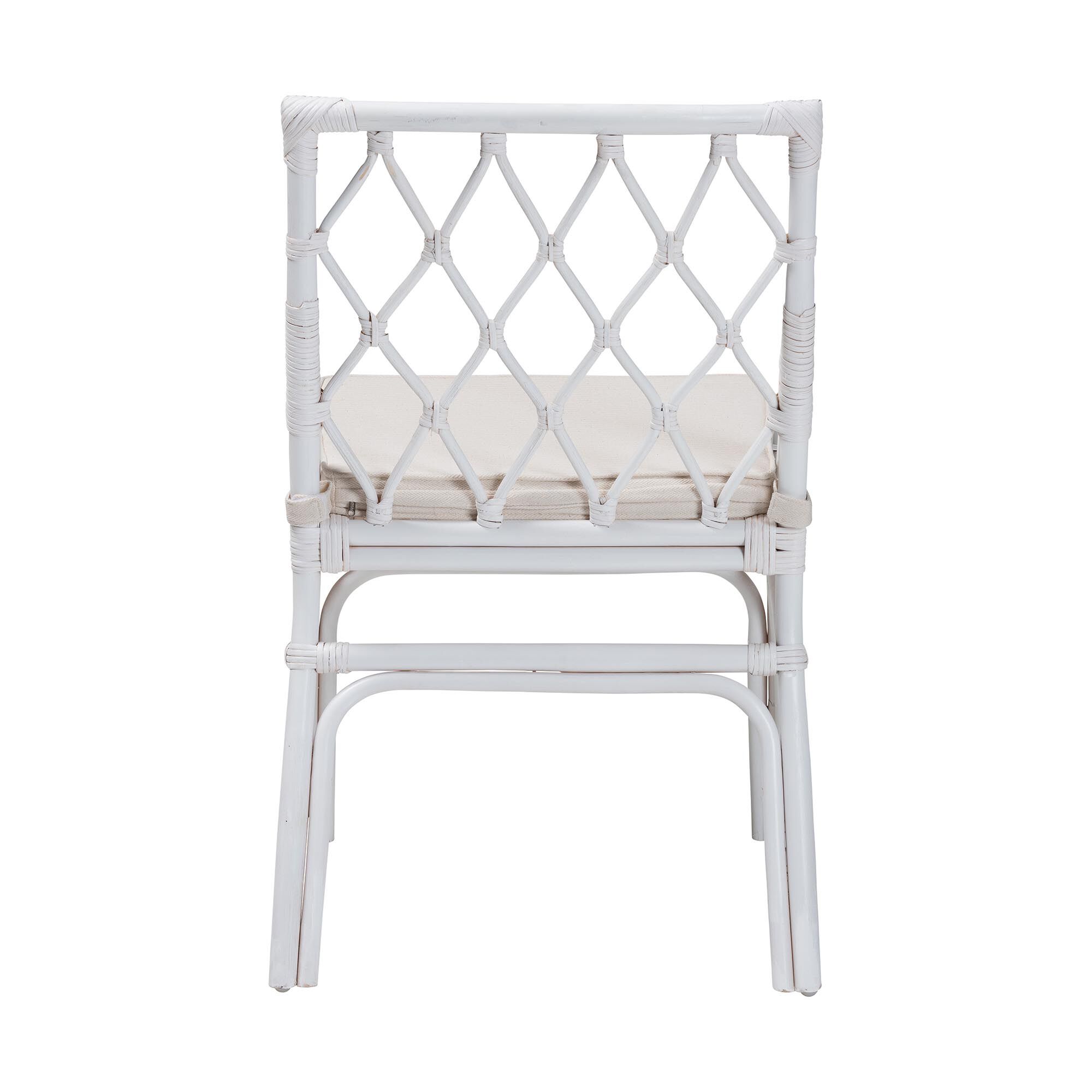 Carwyn Bohemian White Rattan Dining Chair, WHITE, alternate image number 4
