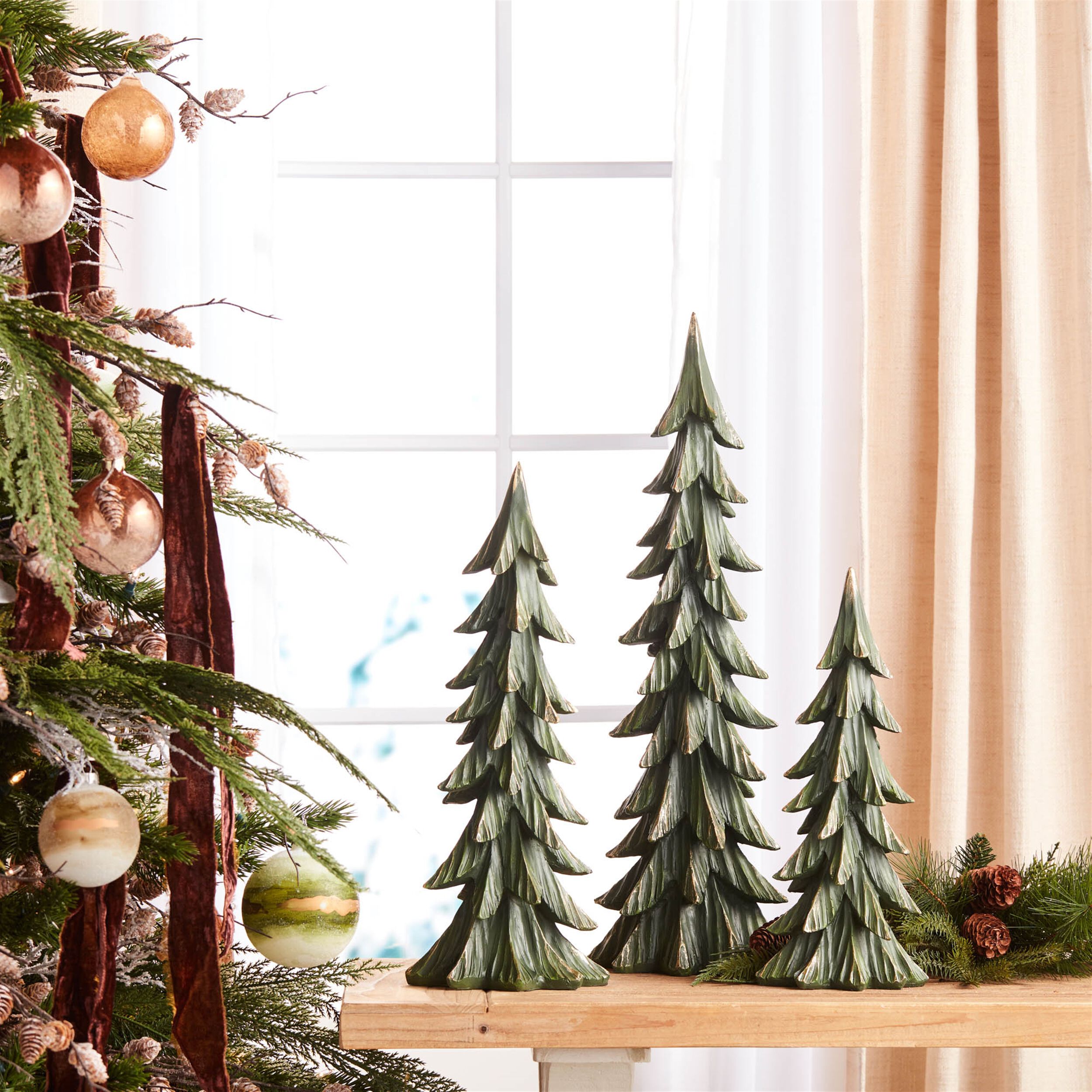 Holiday Pine Tree (Set of 3), GREEN GOLD, alternate image number 2