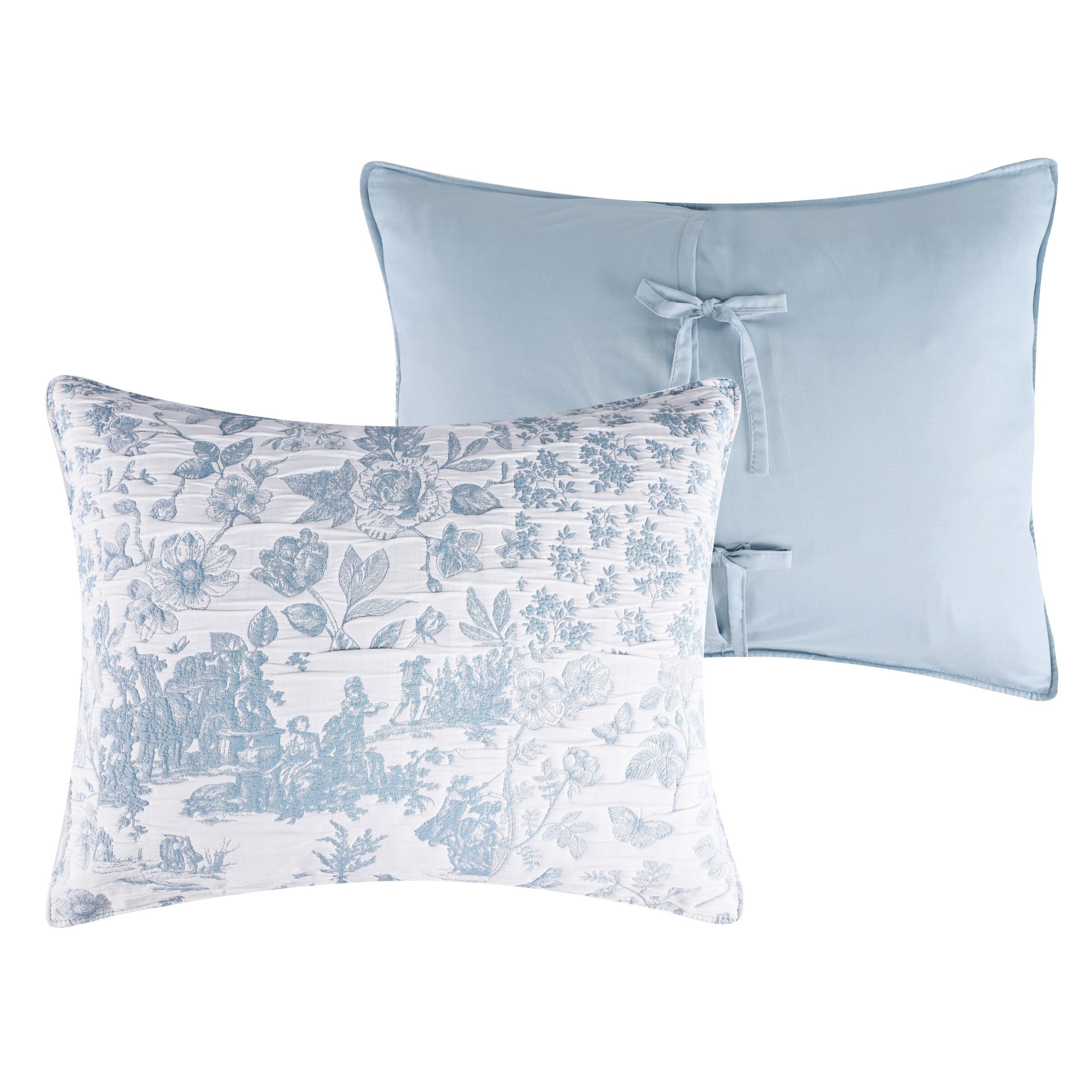Patchwork Toile Classic Floral Coverlet Set, BLUE, alternate image number 4
