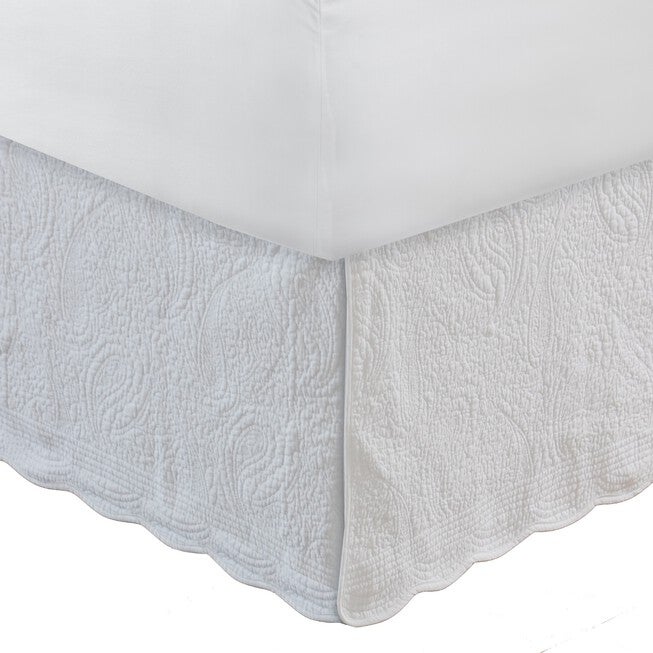 Paisley Quilted Bed Skirt 18 inches, WHITE, hi-res image number 0