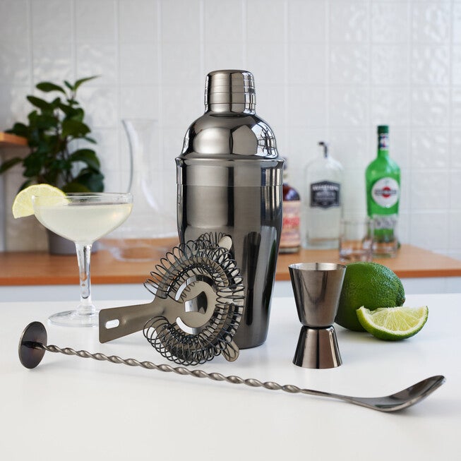 Gunmetal Black Barware Set By True, , alternate image number null