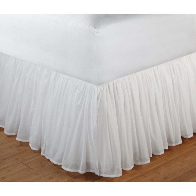 Cotton Voile Bed Skirt 18 inches, WHITE, hi-res image number 0