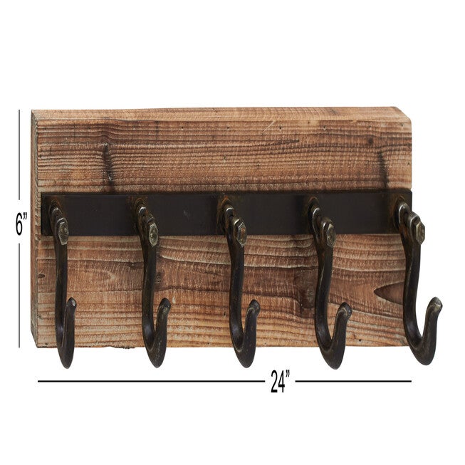 Brown Wood Industrial Wall Hooks Wall Hook, , alternate image number null