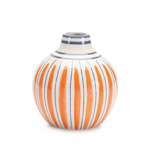 Multi-Striped Stone Vase (Set of 2), ORANGE/BLUE, alternate image number null