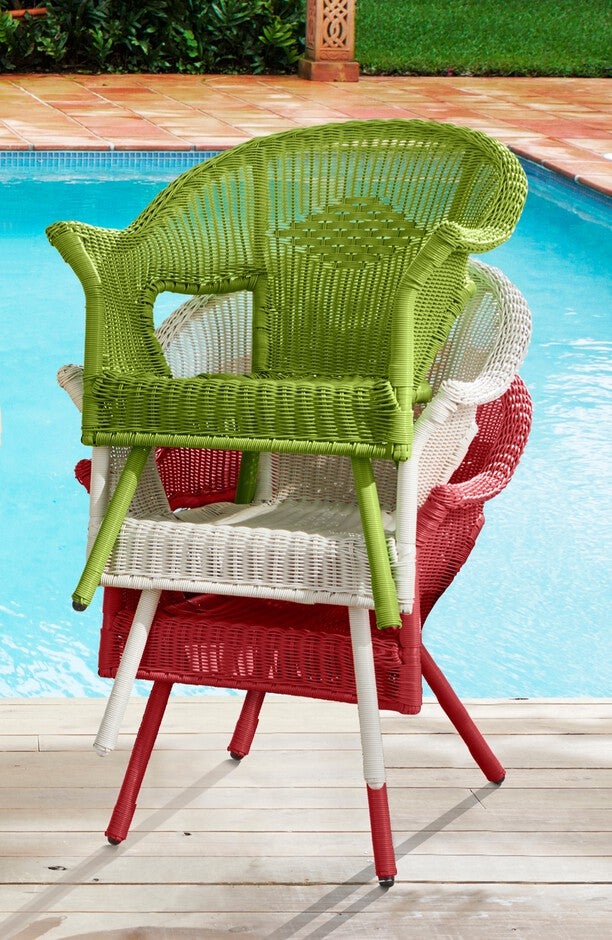 Roma Hand-Woven Resin Wicker Stacking Chair, , alternate image number 3