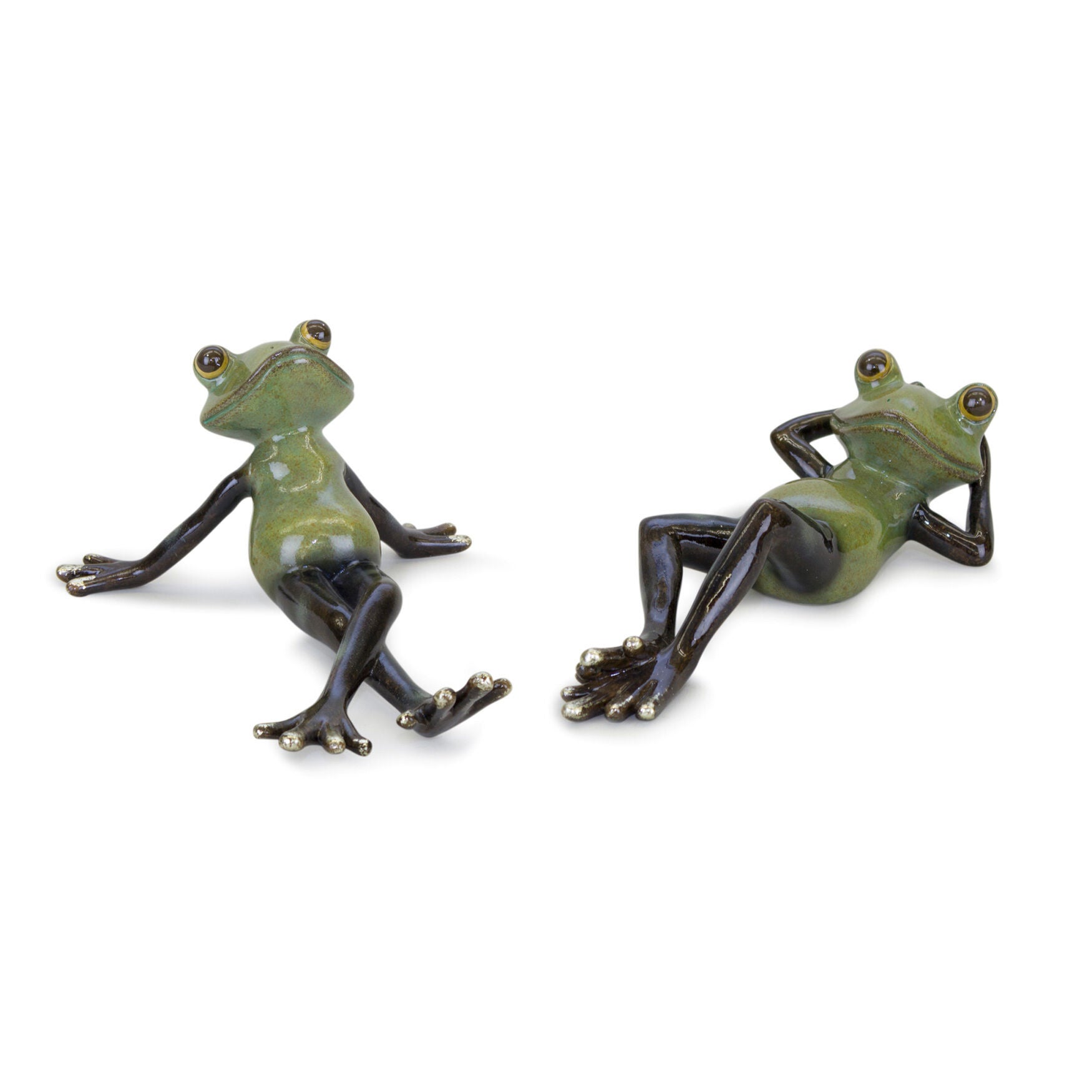 Lounging Garden Frog Figurine (Set Of 2), BROWN, hi-res image number 0
