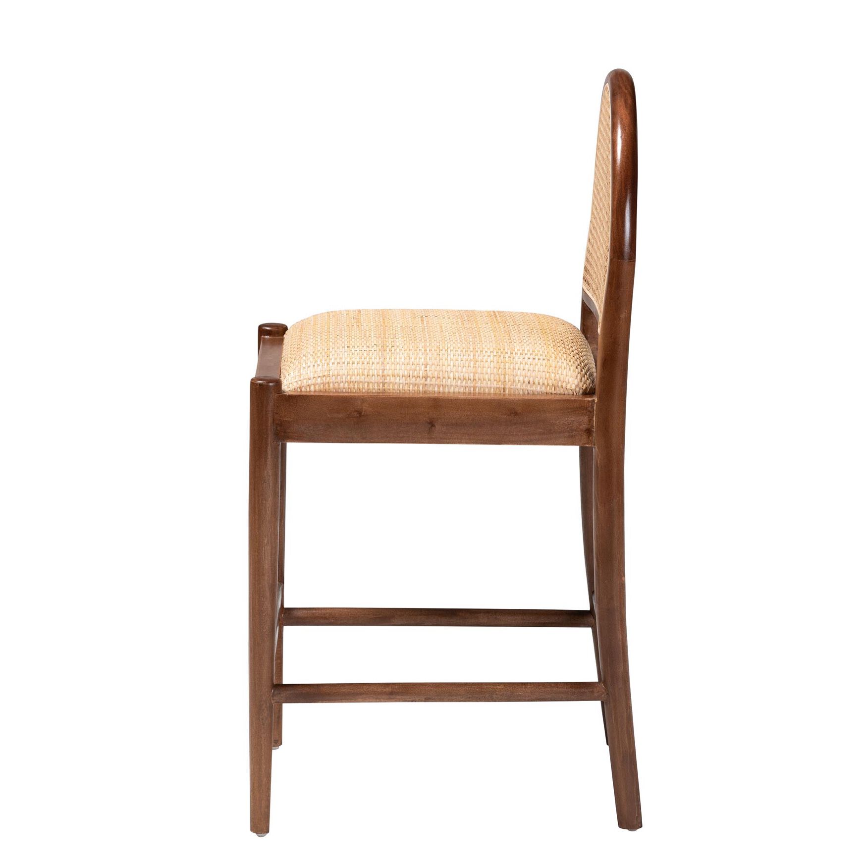 Maryland Modern Bohemian Natural Rattan and Acacia Wood Counter Stool, , alternate image number 8