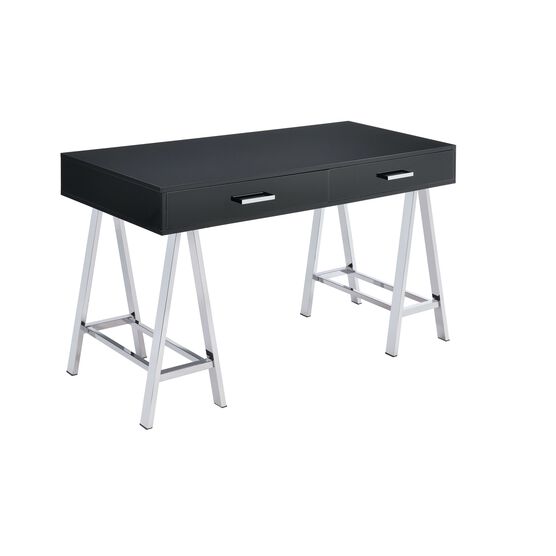 Built-In Usb Port Writing Desk, BLACK CHROME, hi-res image number null