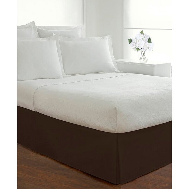 Luxury Hotel Classic Tailored 14 inches Drop Chocolate Bed Skirt, DARK BROWN, hi-res image number null