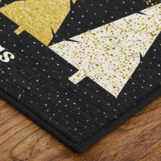 Merry Polkadot Trees Gold Kitchen Rug, , on-hover image number null