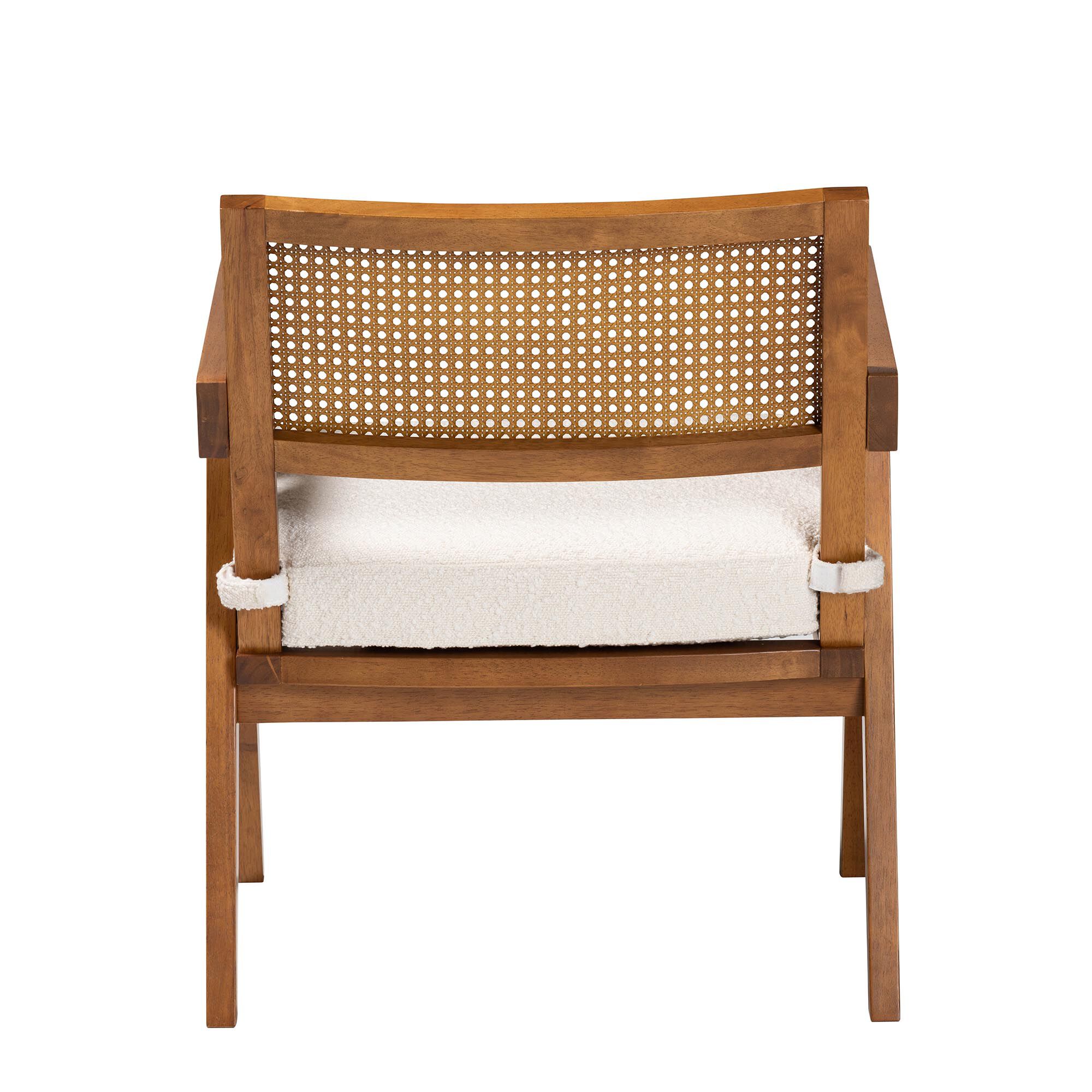 Rear view of armchair with caning visible