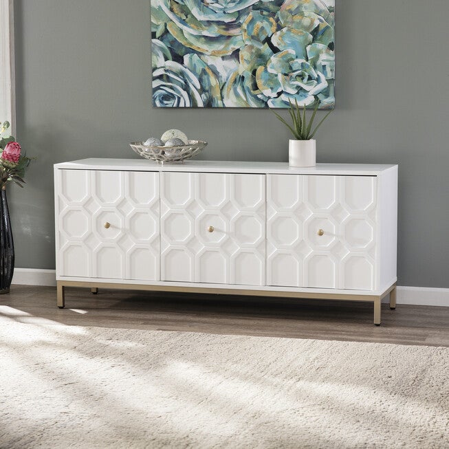 Gramdlynn Antique White Three-Door Accent Cabinet, WHITE, hi-res image number null