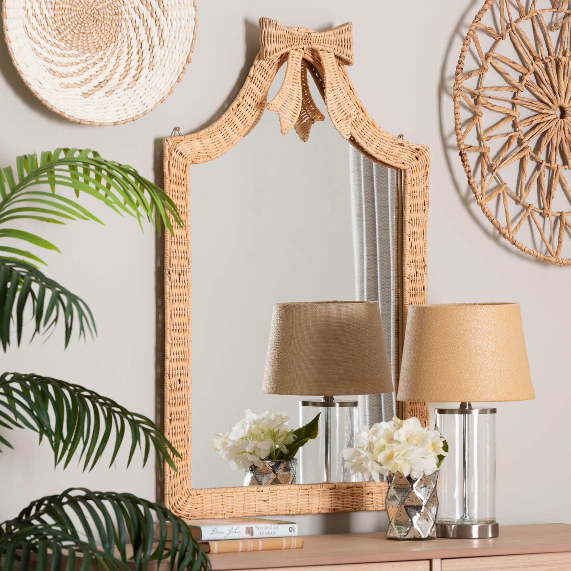 Creusa Natural Rattan Wall Mirror, HONEY, alternate image number 3