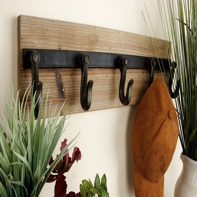 Brown Wood Industrial Wall Hooks Wall Hook, , alternate image number null