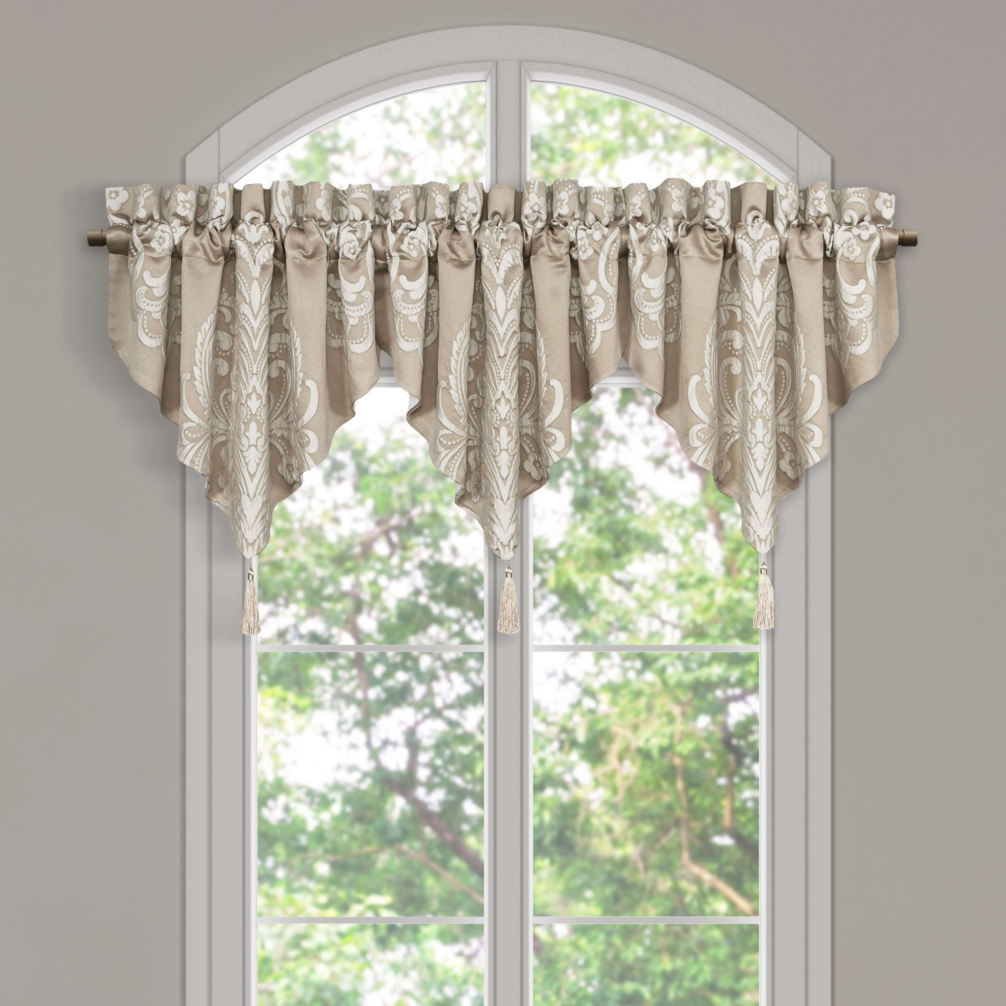 Potenza Sand Window Ascot Valance, SAND, hi-res image number 0