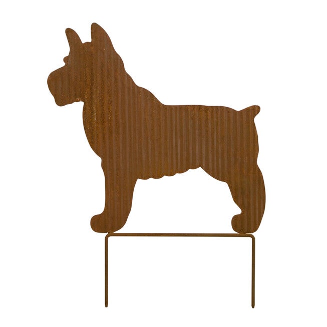 Terrier Dog Silhouette Garden Stake With Rustic Finish 15.75 inchesH, COPPER, hi-res image number 0