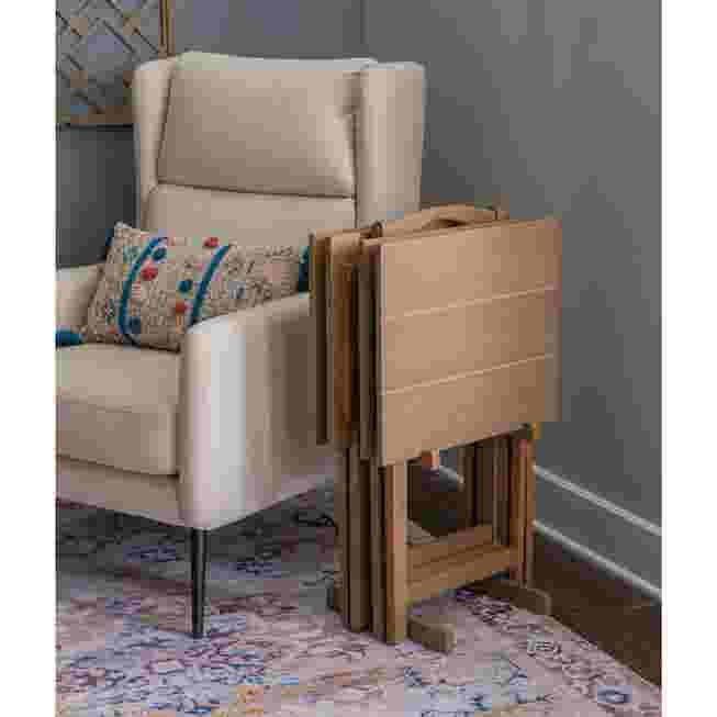 Side table placed next to sofa in living room