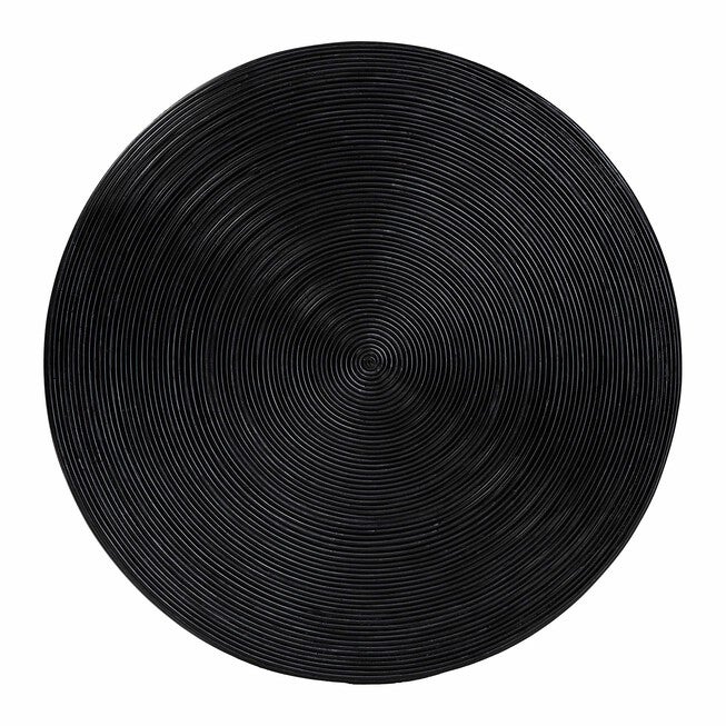 Black laminated rattan round coffee table, front view