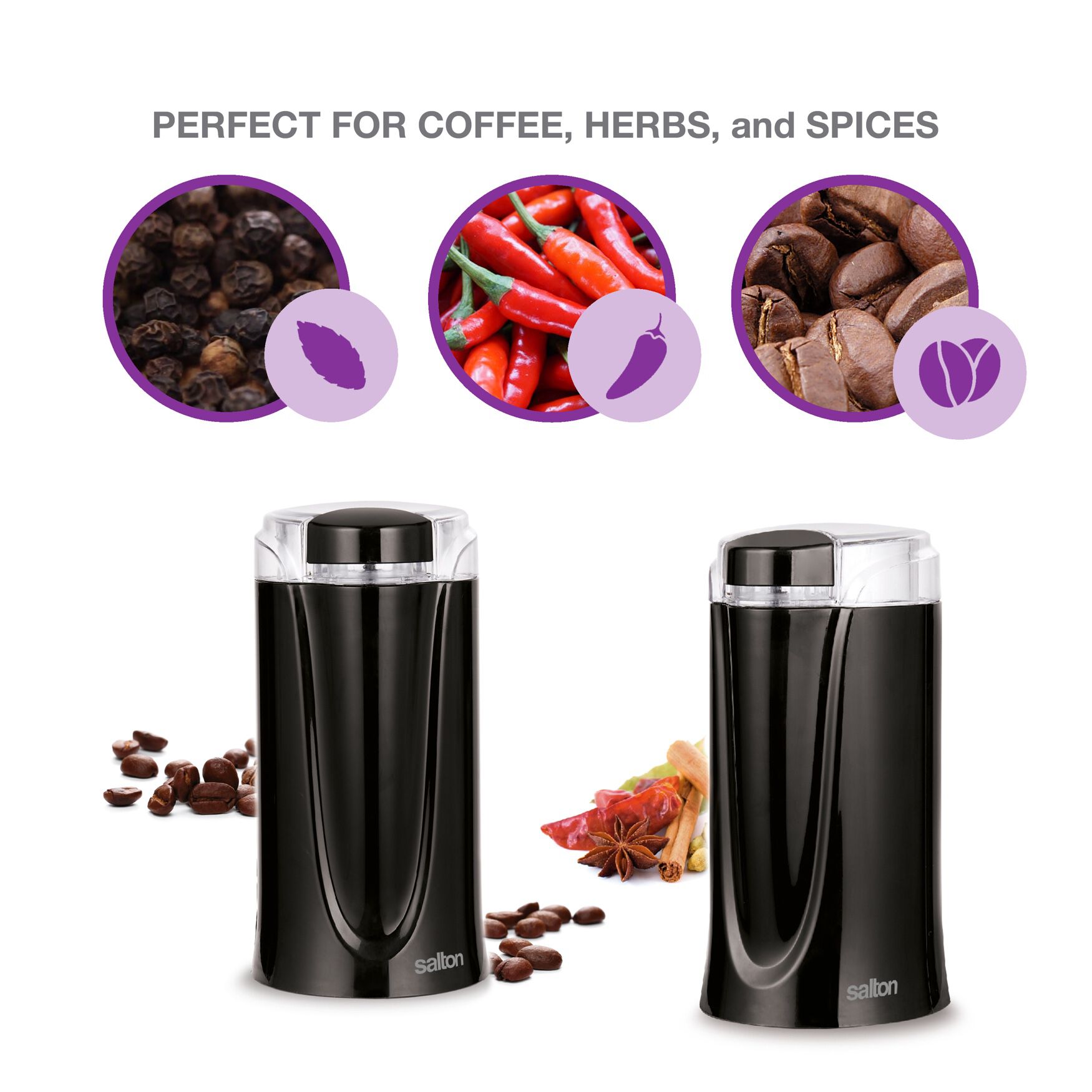 Coffee, Herb & Spice Grinder - Black, , alternate image number 2