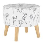 Contoured Tulips Round Ottoman with Splayed Legs, WHITE, hi-res image number 0