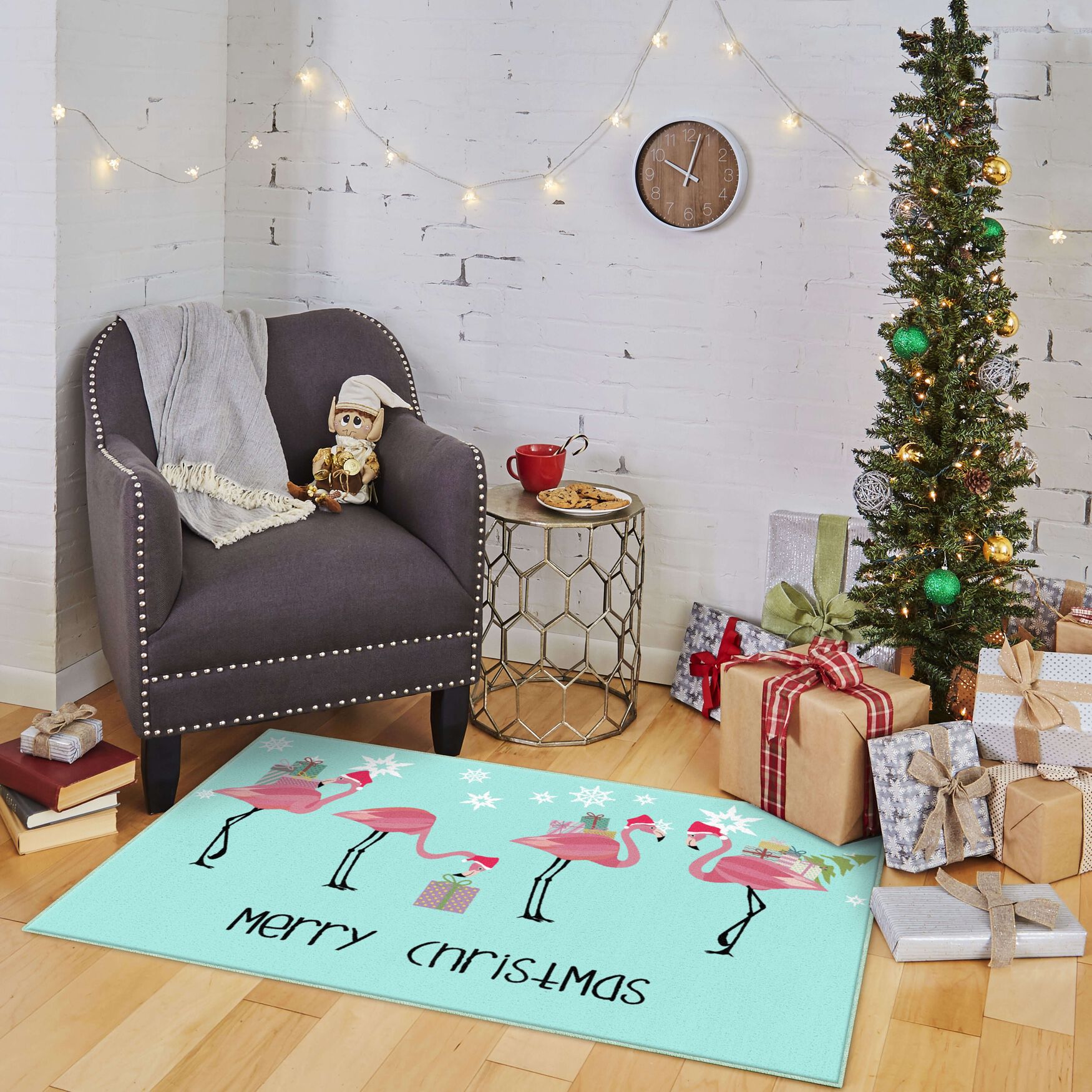 Flamingo Presents Light Blue Kitchen Rug, , alternate image number 8