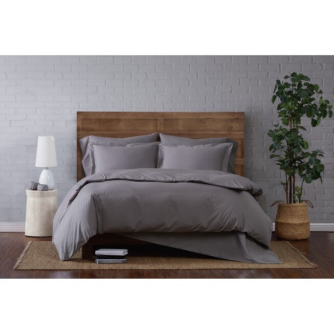 Classic Cotton 3-Pc. Duvet Set, GREY, hi-res image number 0