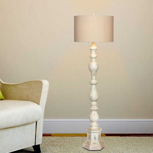 63 inches Antique Ivory Resin Floor Lamp, ANTIQUE IVORY, hi-res image number 0