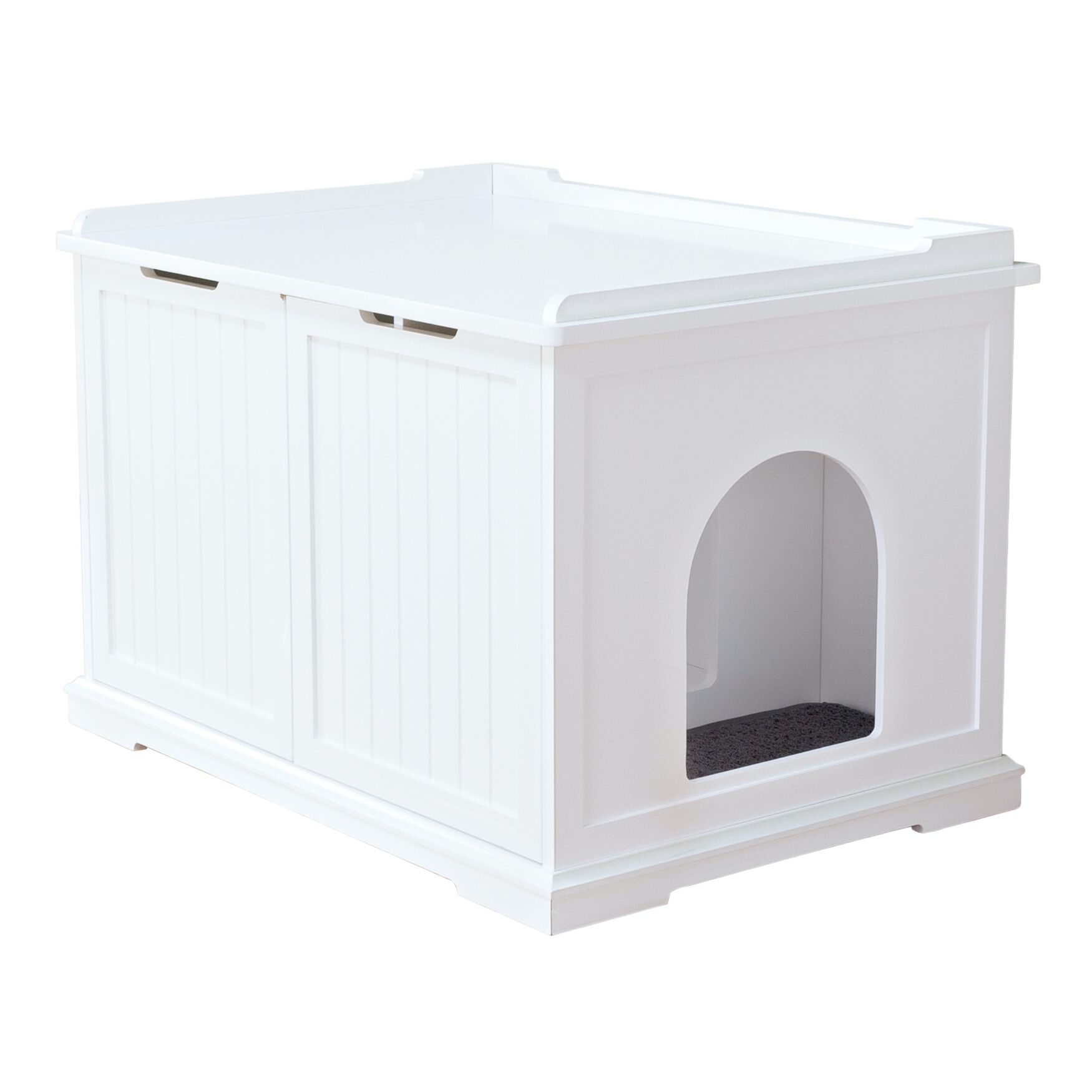 XL Wooden Litter Box Enclosure, WHITE, hi-res image number 0