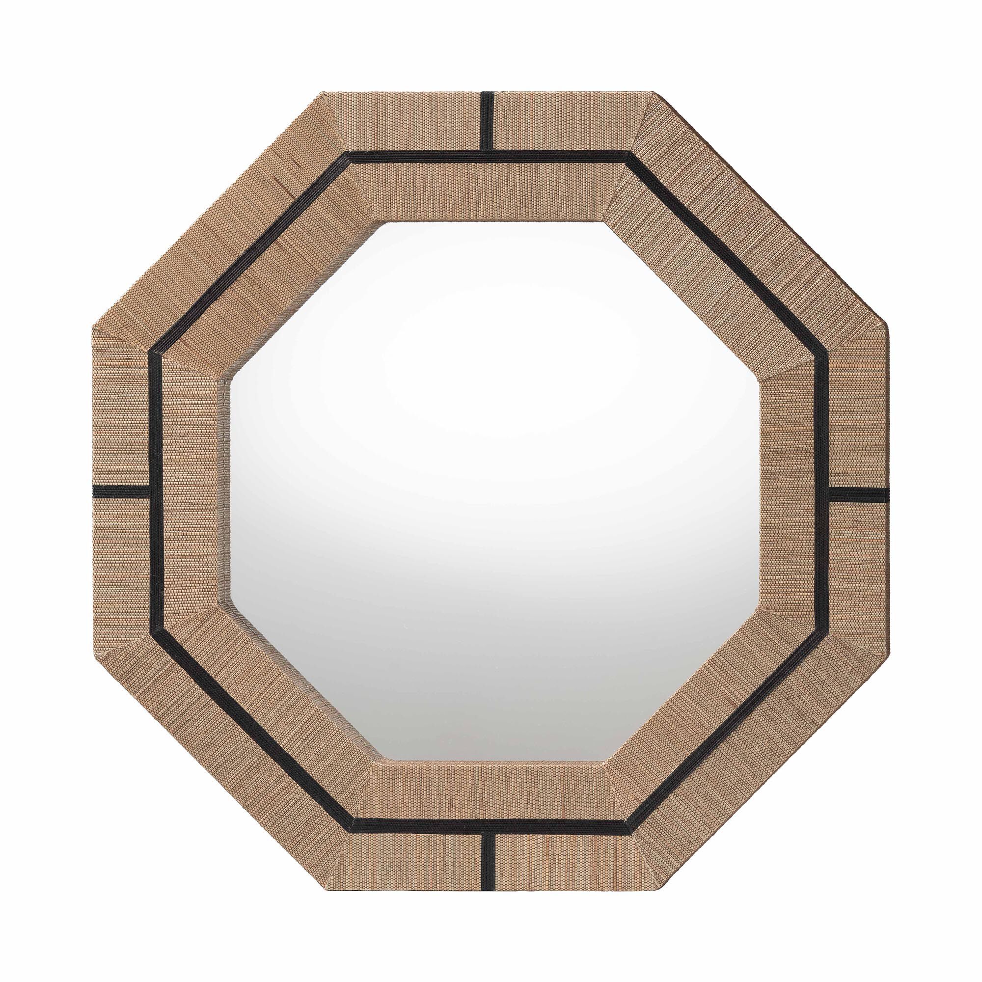 Mirai Bohemian Woven Grasscloth Octagon Accent Mirror, NATURAL, alternate image number 1