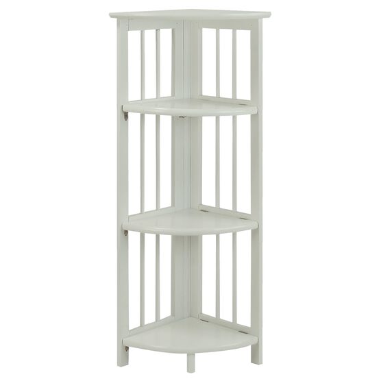 4-Shelf Corner Folding Bookcase-White, WHITE, hi-res image number null