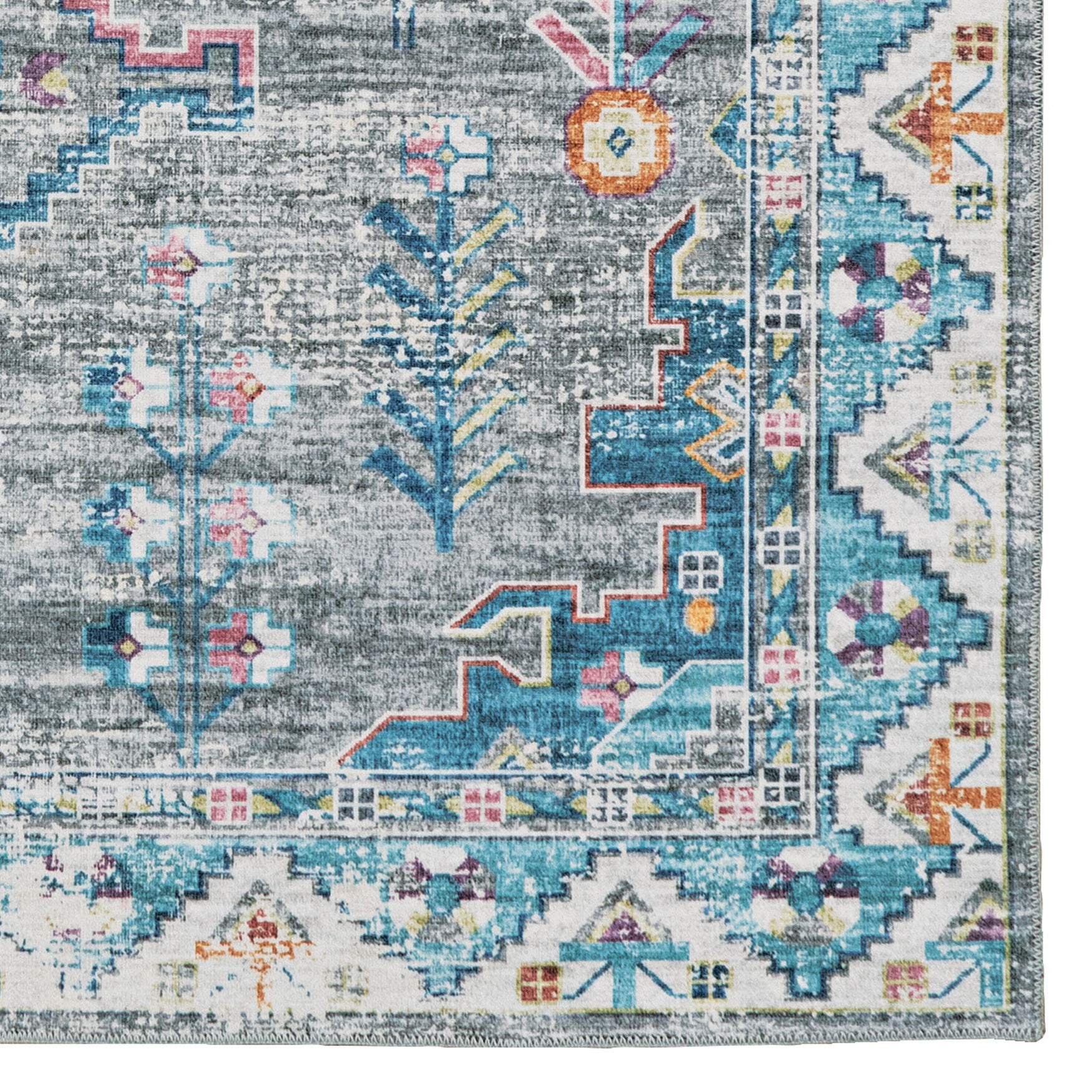 Washable Barron Grey/Green Rug, , alternate image number 4