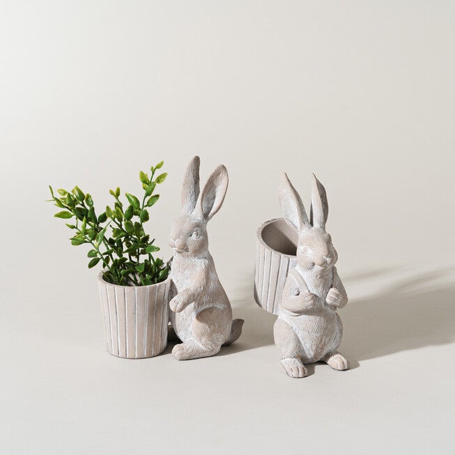 Standing Garden Rabbit With Pot Planter (Set Of 2), , alternate image number 4