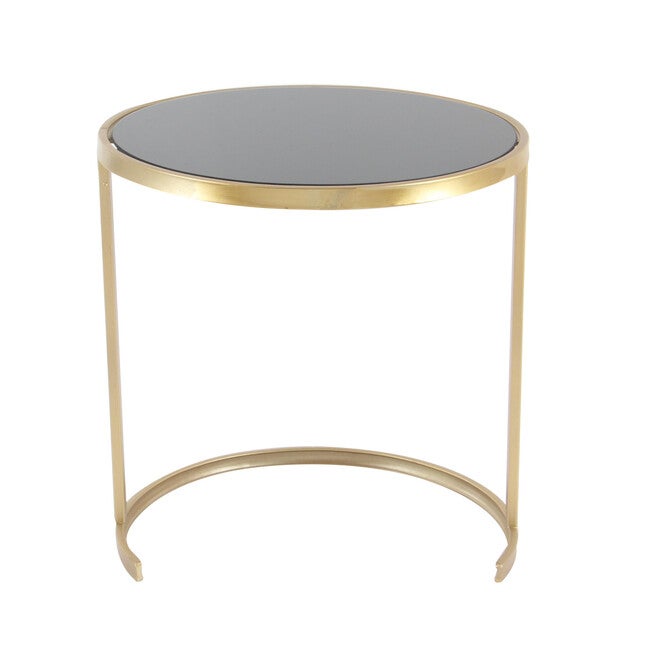Set of 3 Gold Metal Traditional Accent Table, 21 inches, 19 inches, 17 inches, , alternate image number null