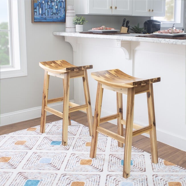 Archer Natural Saddle Barstool Backless Stools, , alternate image number 9