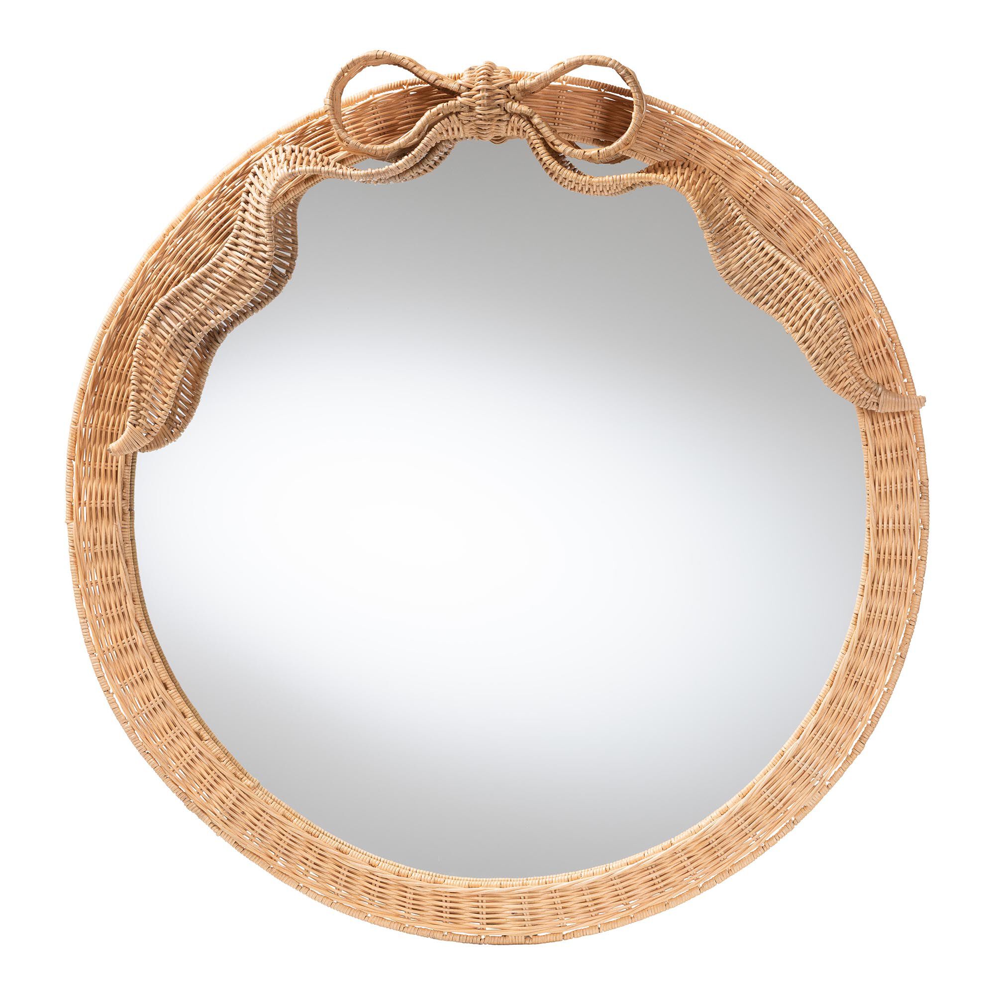 Creusa Natural Rattan Round Wall Mirror, HONEY, alternate image number 1