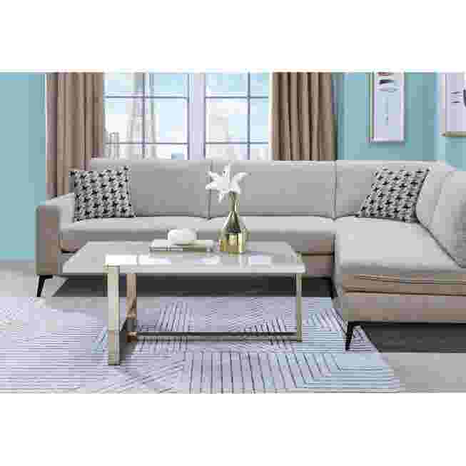 Living room with sofa, coffee table, and matching decor