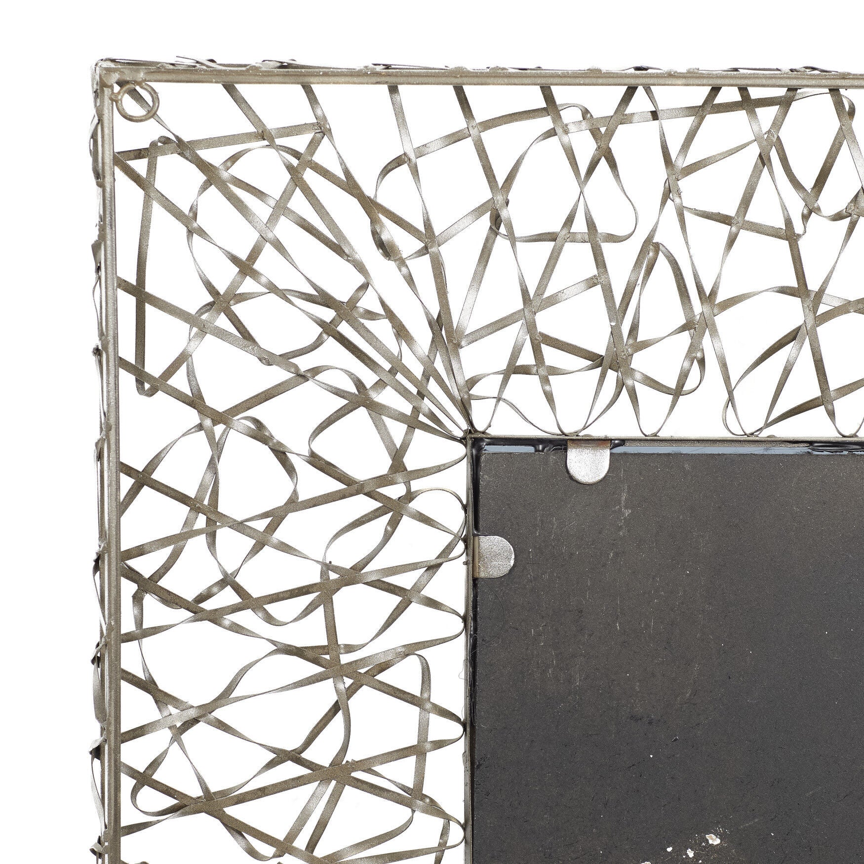 Silver Industrial Metal Wall Mirror, , on-hover image number 1