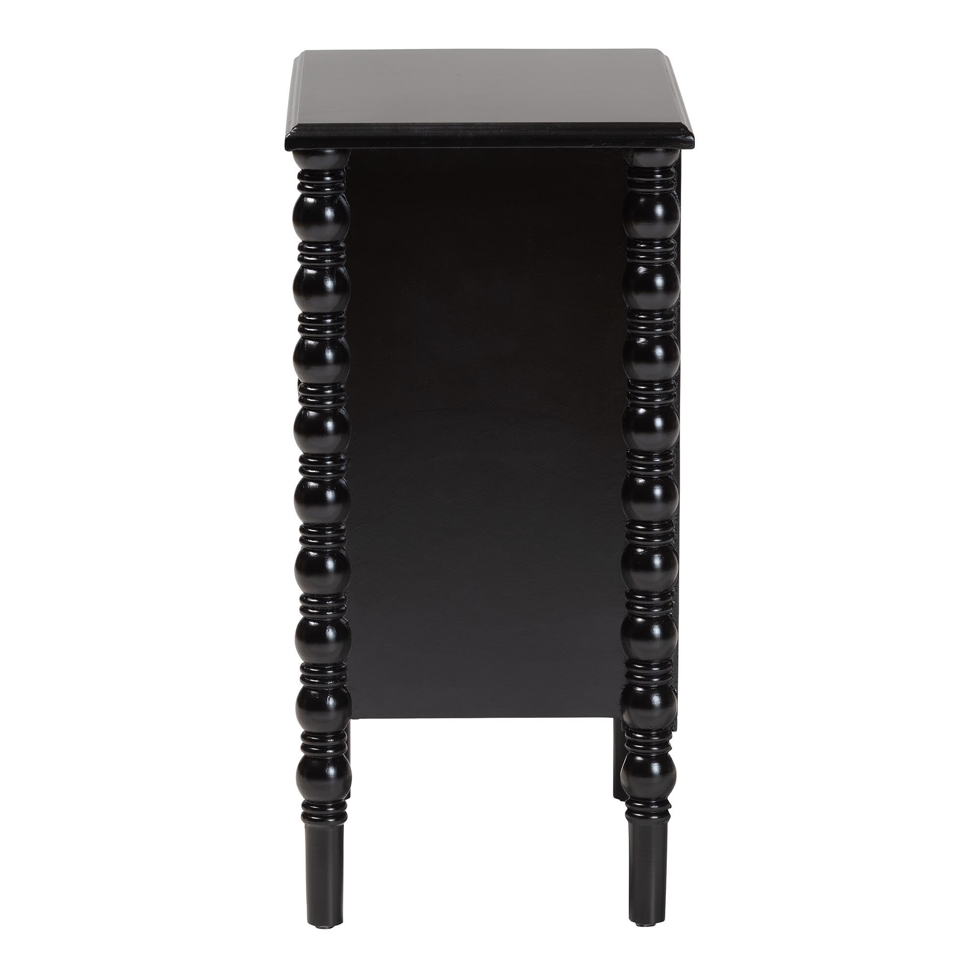 Malinda Classic White Wood 3-Drawer End Table with Spindle Legs, BLACK, alternate image number 4