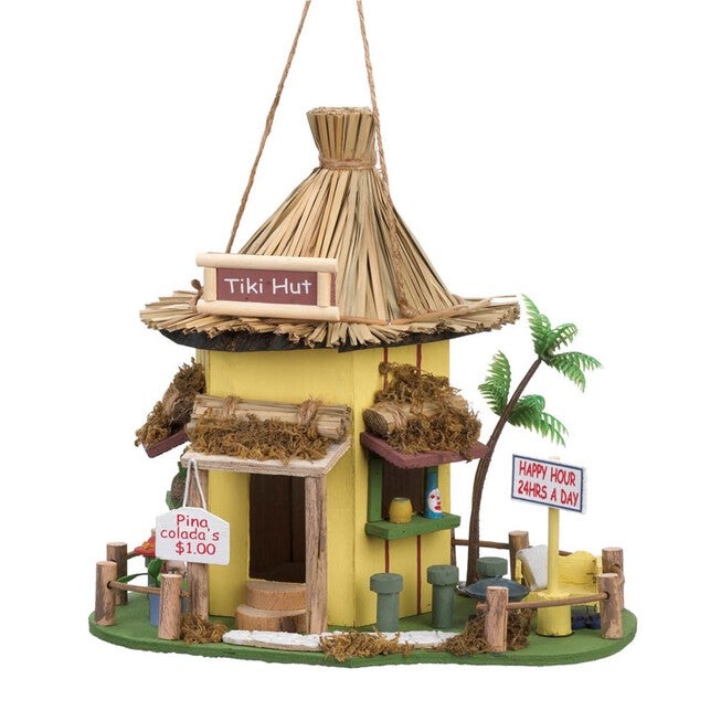 Tropical Tiki Hut Birdhouse, MULTICOLOR, hi-res image number 0