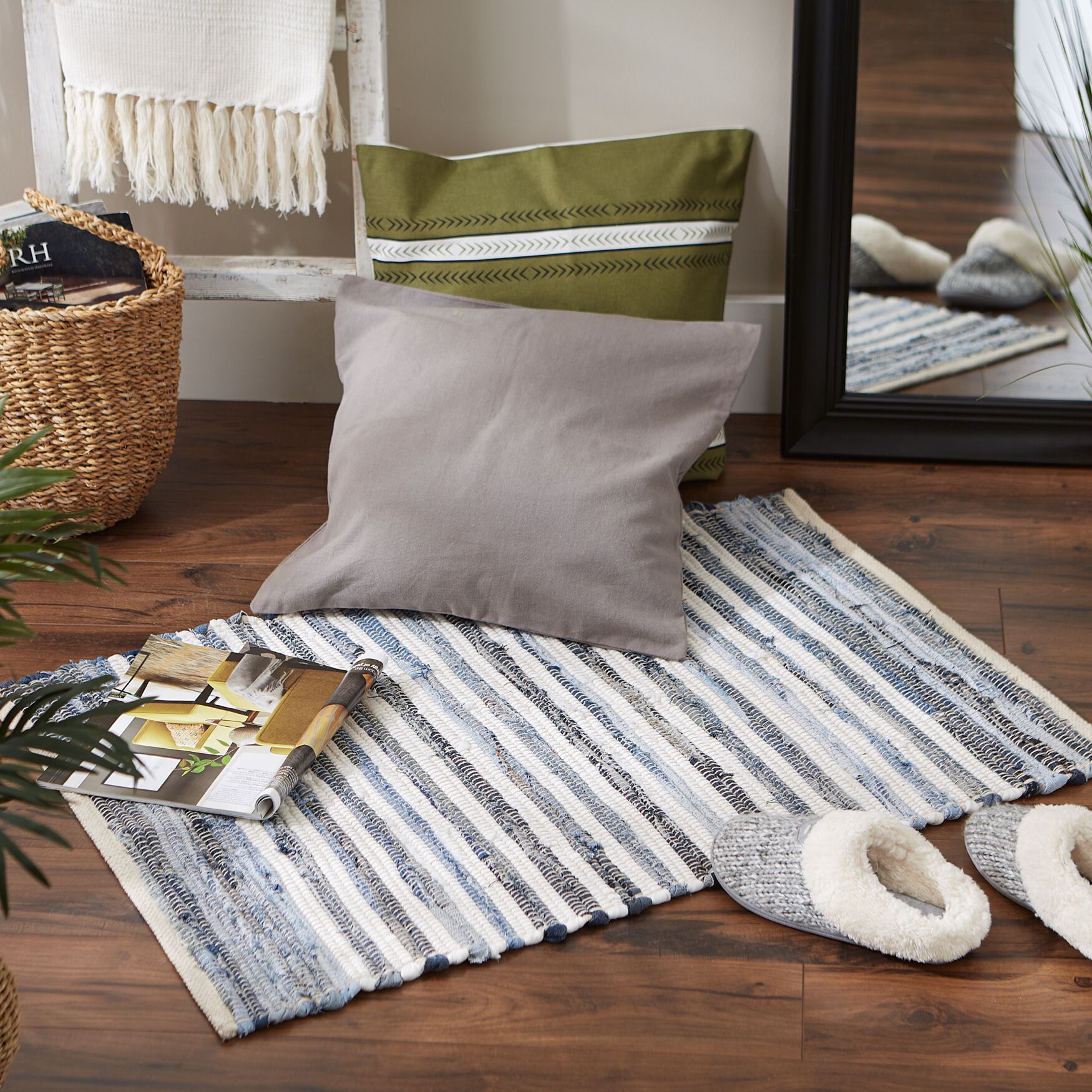 Multi Denim Rag Rug 2X3Ft, , alternate image number 2