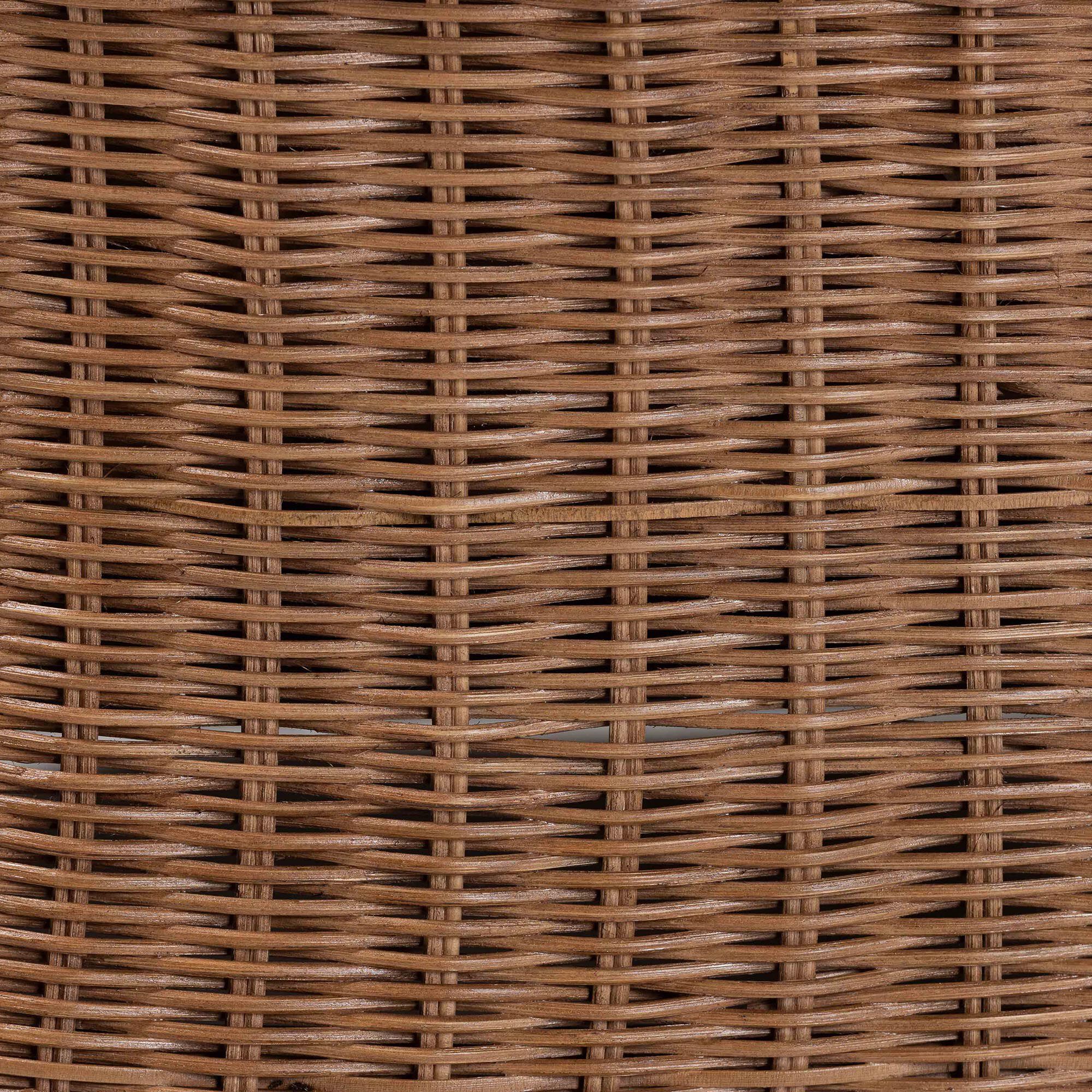 Close-up of the rattan weave pattern on the footstool