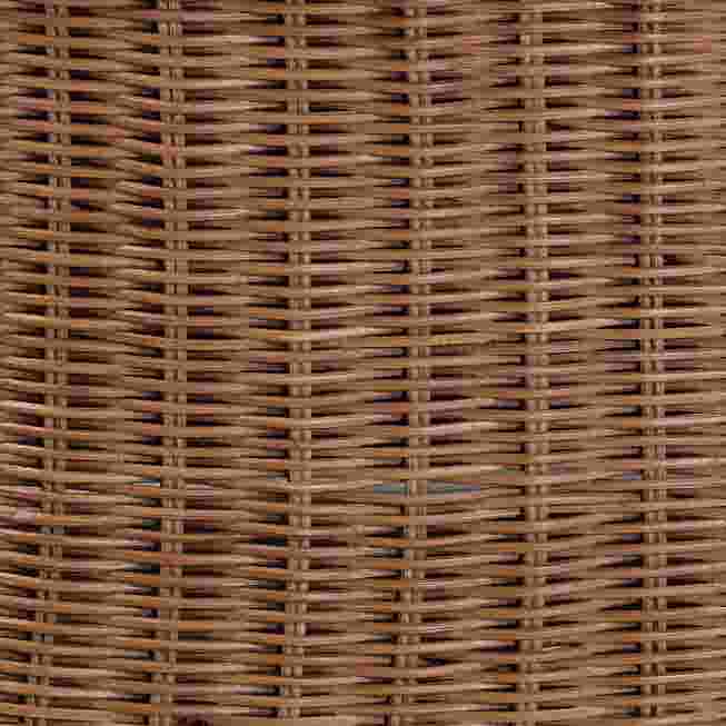 Close-up of the rattan weave pattern on the footstool