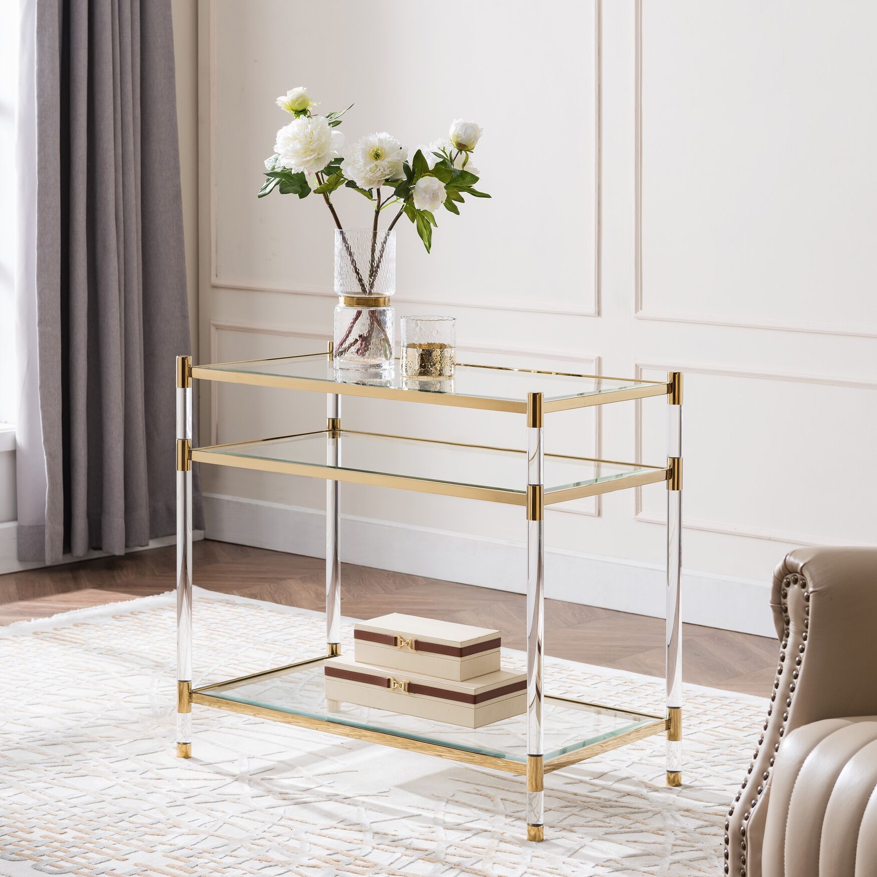 Carling Acrylic Accent Table, GOLD, hi-res image number 0