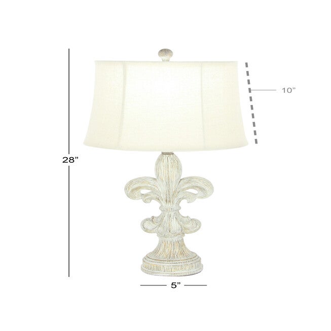 Set Of 2 White Polystone French Country Table Lamp, , alternate image number null