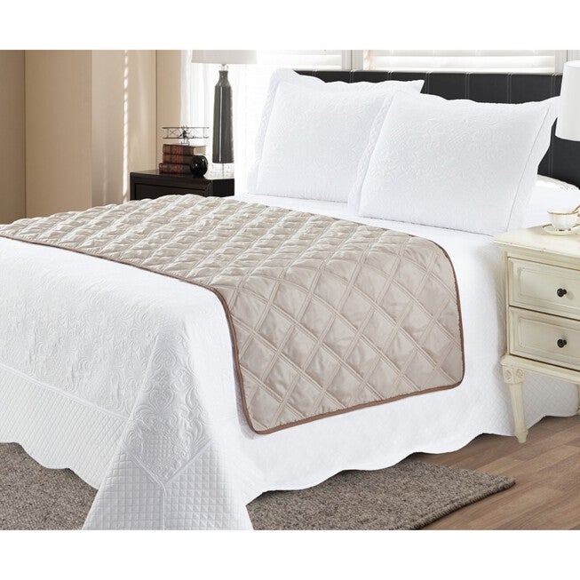 Solid Reversible Quilted Bed Runner Protector, , alternate image number null