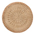 Round woven rattan table top with fan-like radial pattern