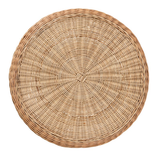 Round woven rattan surface with central woven hub