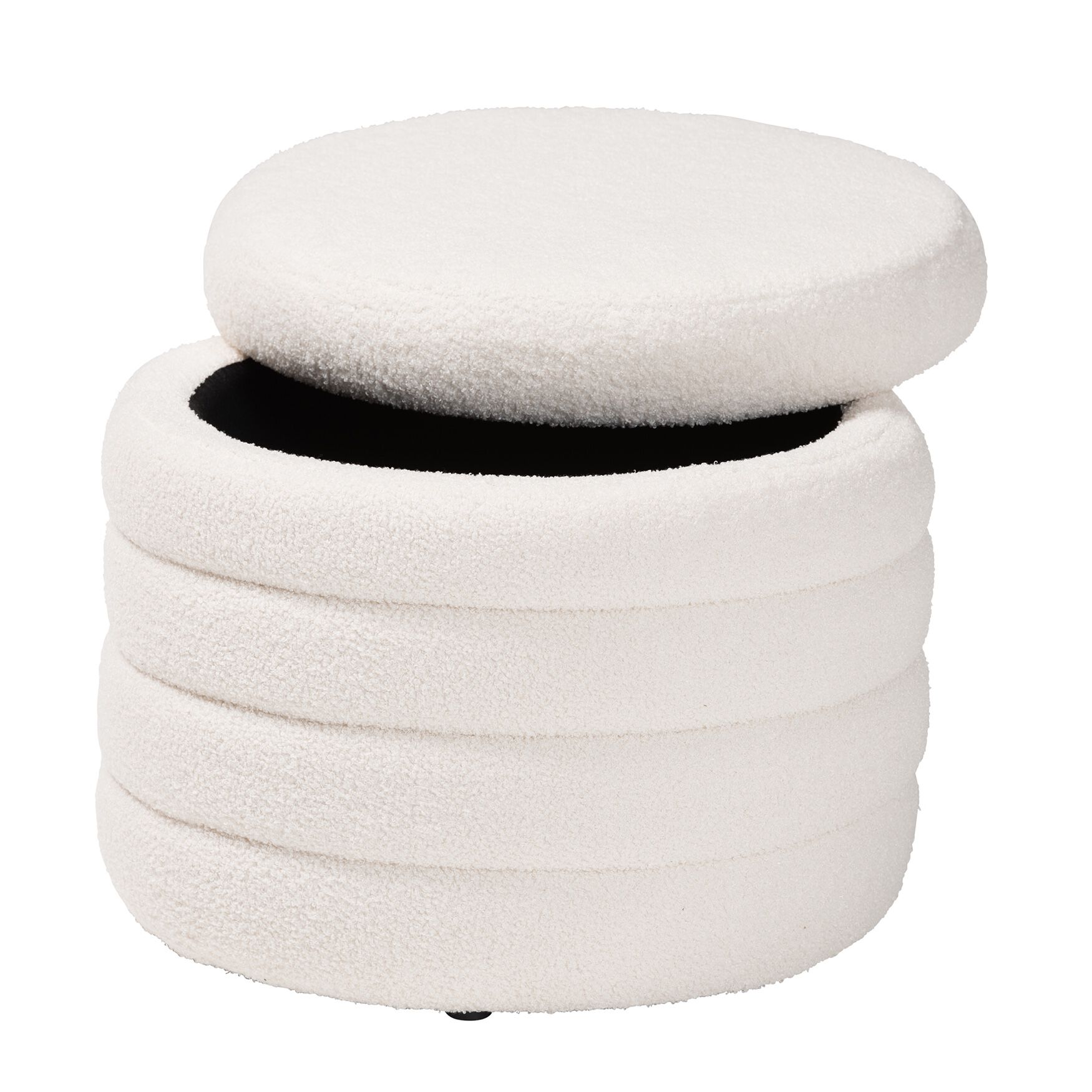 Tabitha Modern And Contemporary Ivory Boucle Upholstered Storage Ottoman, , on-hover image number 1