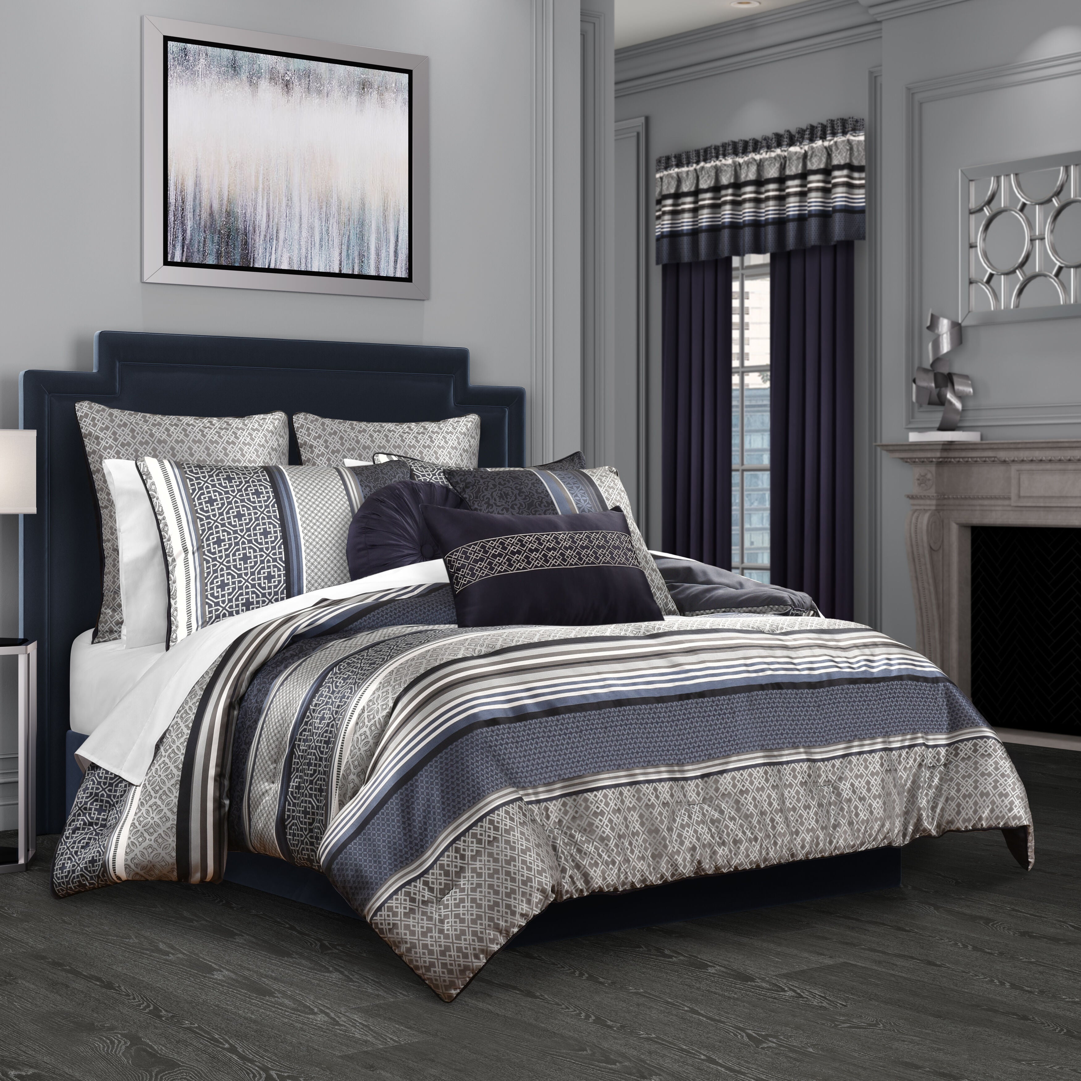 CARLISLE COMFORTER SET, INDIGO, hi-res image number 0