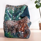 Jungle Cat Teal Throw Blanket, TEAL, hi-res image number null